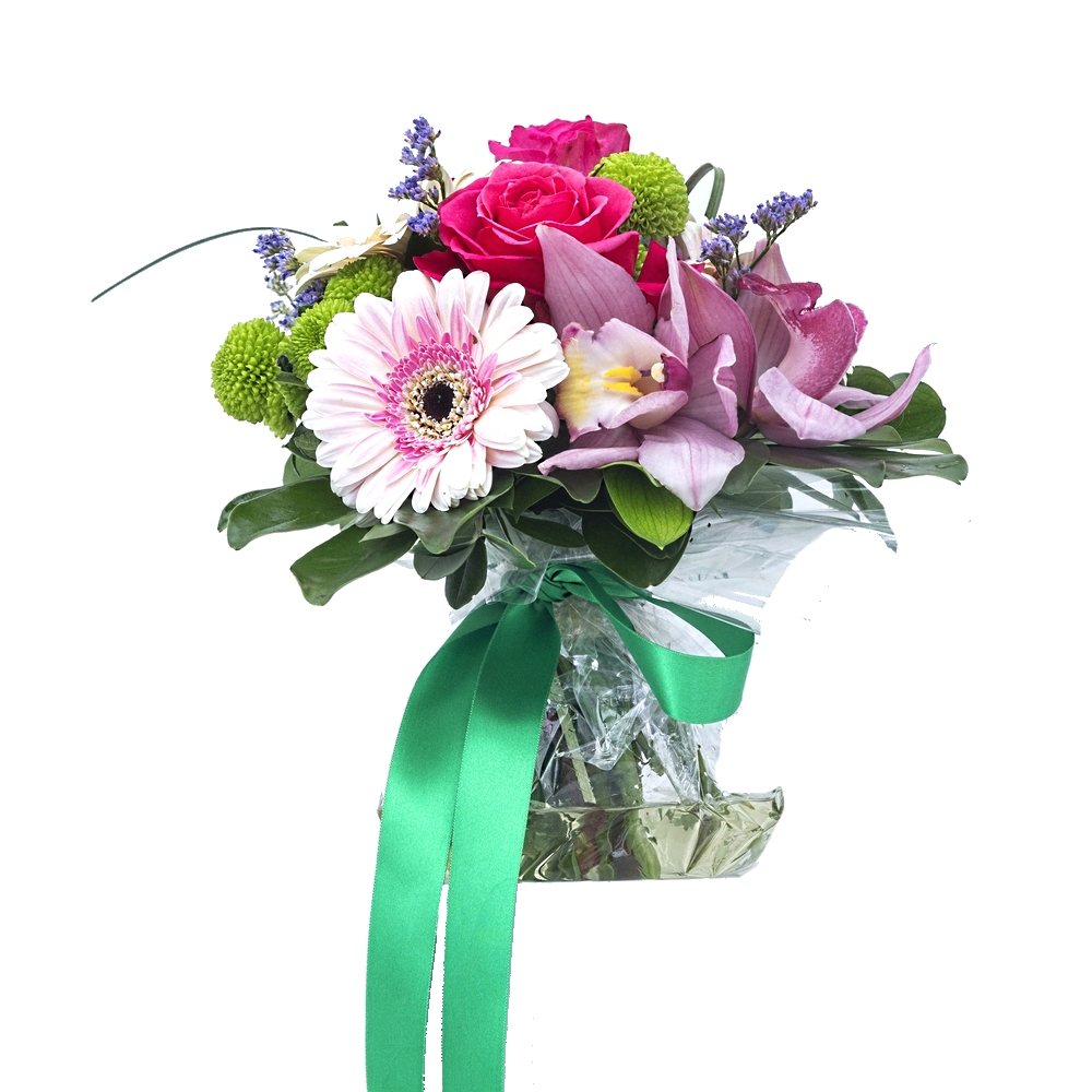 Bouquet Mix with Water (2 Roses, 2 Orchids, 3 Gerberas, 3 Daisies) - Tulipa